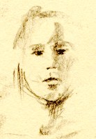 Female model nude, sitting: Close uo two. Pencil on paper