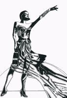Woman posing. Pen and Inkt